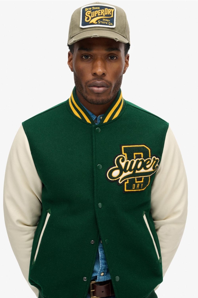 VARSITY WOOL BOMBER M5011943A PINE GREEN