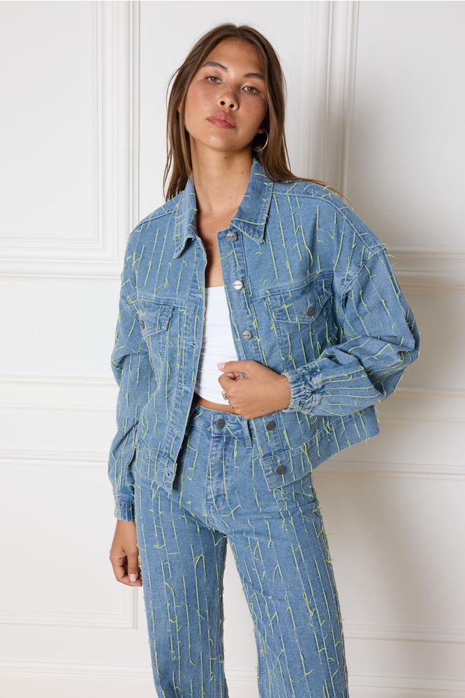 BLOOM LADIES WOVEN DENIM JACKET R2407474432 204 BLUE DENIM