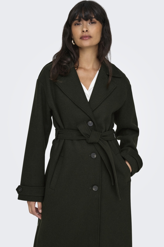 ONLNALINA X-LONG WOOL TRENCHCOAT OT 15321898 Rosin/MELANGE