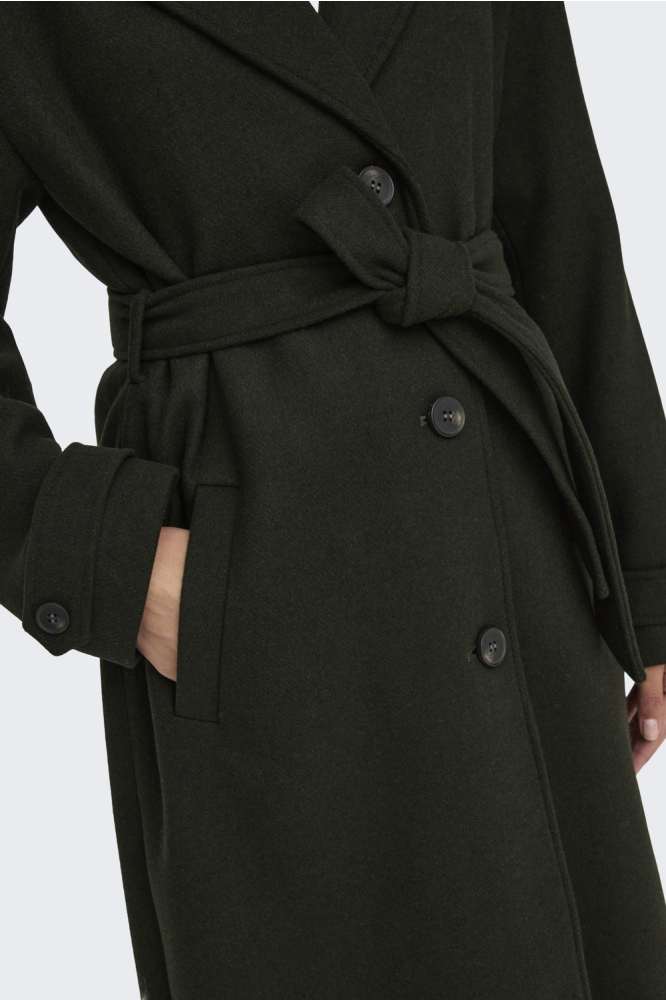 ONLNALINA X-LONG WOOL TRENCHCOAT OT 15321898 Rosin/MELANGE