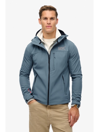 Superdry Jas HOODED SOFT SHELL TREKKER JKT M5011926A STORMY WEATHER BLUE