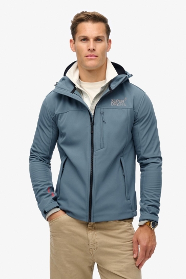 Superdry Jas HOODED SOFT SHELL TREKKER JKT M5011926A STORMY WEATHER BLUE