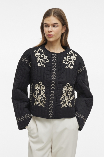 Vila Jas VISKY L/S EMBROIDERED JACKET/BFS 14104871 BLACK BEAUTY/BIRCH EMBR