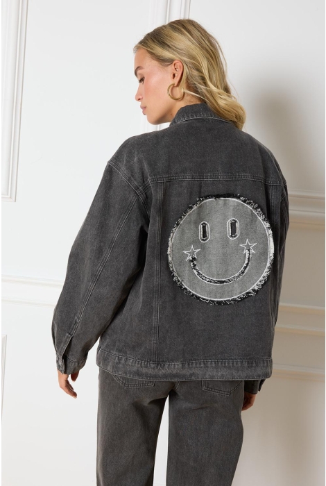 Refined Department ladies woven grey denim jacket