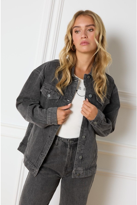 Refined Department ladies woven grey denim jacket