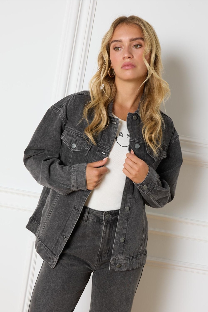 SILKE LADIES WOVEN GREY DENIM JACKET R2408470480 996 MID GREY