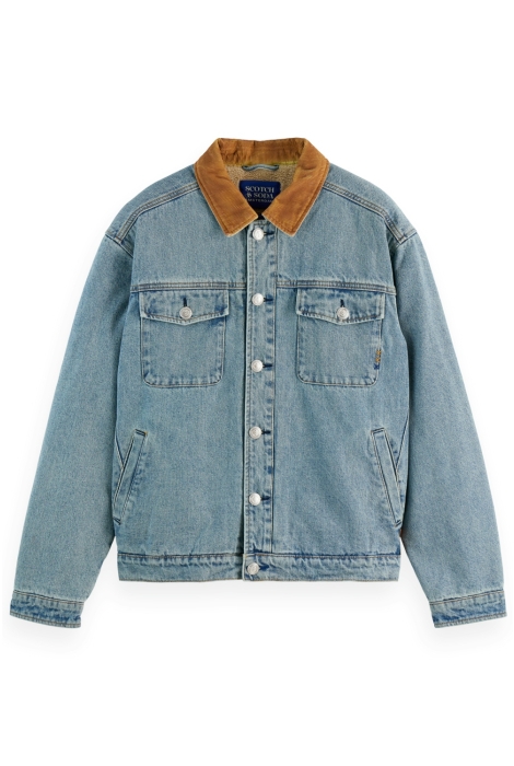 Scotch & Soda cord collar indigo teddy jacket