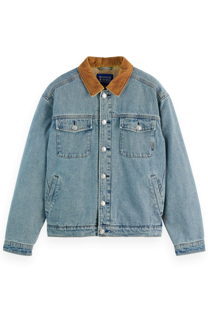 CORD COLLAR INDIGO TEDDY JACKET 178621 410