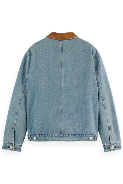 Scotch & Soda cord collar indigo teddy jacket