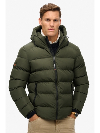 Superdry Jas HOODED SPORTS PUFFER JACKET M5011905A ARMY KHAKI