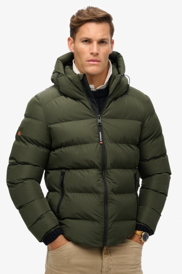 Superdry Jas HOODED SPORTS PUFFER JACKET M5011905A ARMY KHAKI