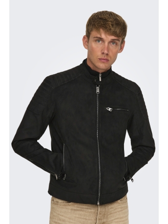 Only & Sons Jas ONSGUS FAUX SUEDE RACER JACKET OTW 22029650 BLACK