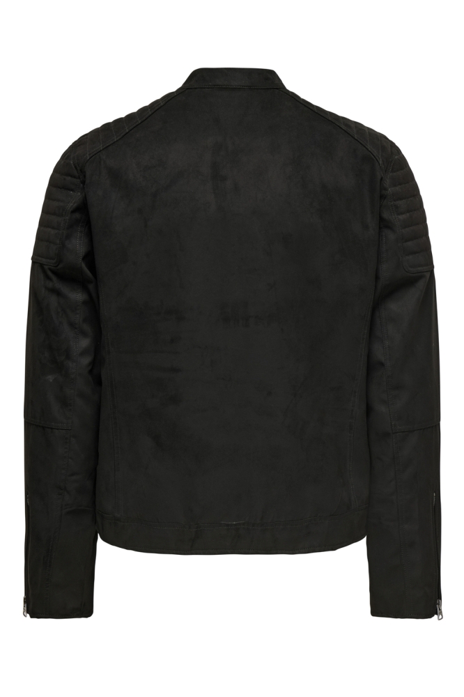 ONSGUS FAUX SUEDE RACER JACKET OTW 22029650 BLACK