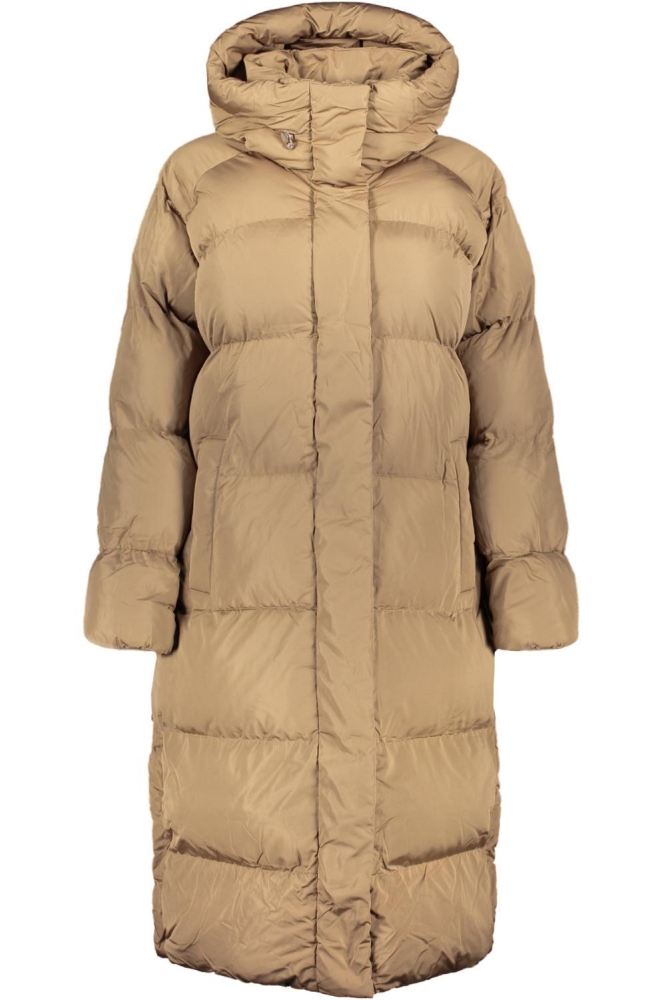 LONGLINE HOODED PUFFER JACKET W5011801A FOSSIL BROWN