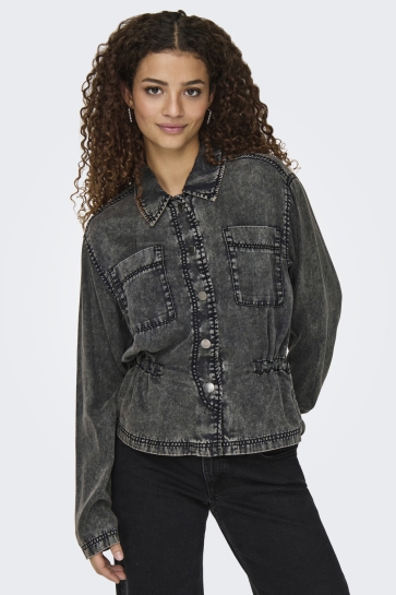 Only Jas ONLKENYA LIFE ACID WASH JACKET CC 15336165 Black/ACID WASH