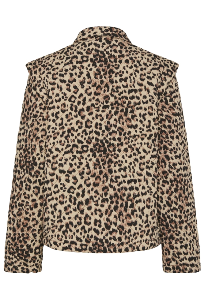 PCSAROLINE SHORT PRINTED JACKET 17156101 TANNIN/LEOPARD