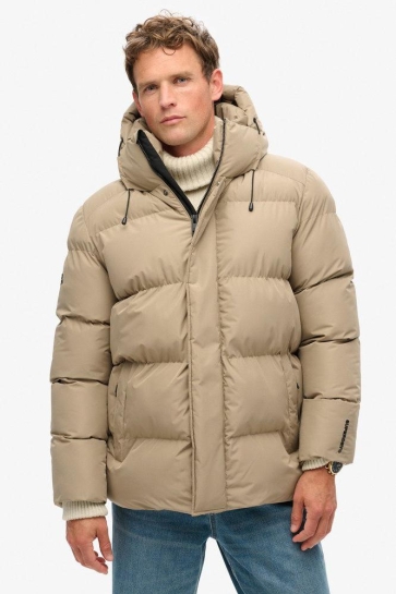 Superdry Jas HOODED 5 BAFFLE SPORTS PUFFER M5011901A TIMBER WOLF BROWN