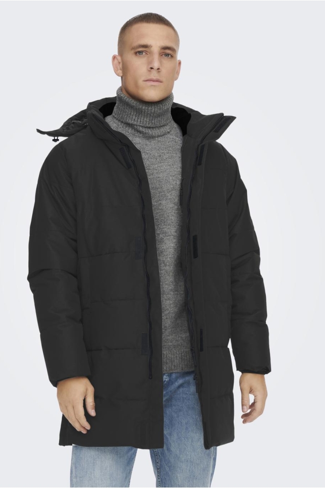 ONSCARL LIFE LONG QUILTED COAT OTW 22020156 Black