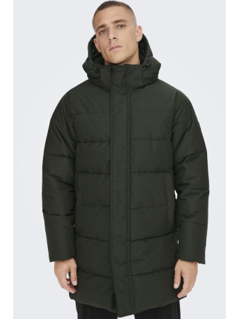 Only & Sons Jas ONSCARL LIFE LONG QUILTED COAT OTW 22020156 PEAT