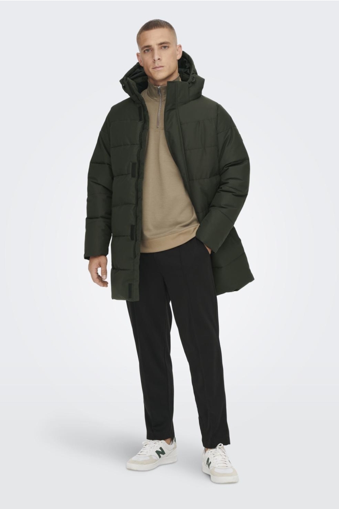 ONSCARL LIFE LONG QUILTED COAT OTW 22020156 PEAT