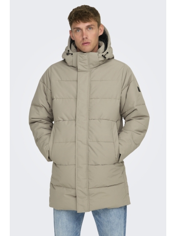 Only & Sons Jas ONSCARL LIFE LONG QUILTED COAT OTW 22020156 Desert Taupe