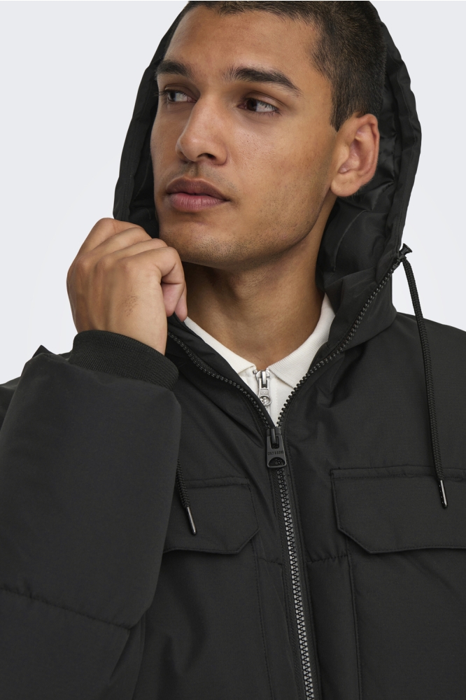 ONSELIJAH PCKT. HOOD JACKET NOOS 22029661 BLACK