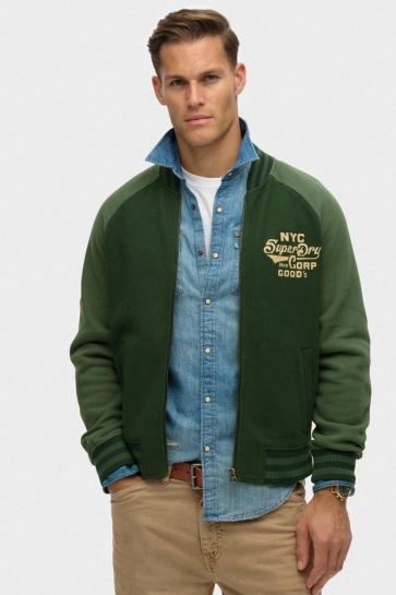 Superdry Vest COLLEGE GRAPHIC JERSEY BOMBER M2013778A FOREST GREEN