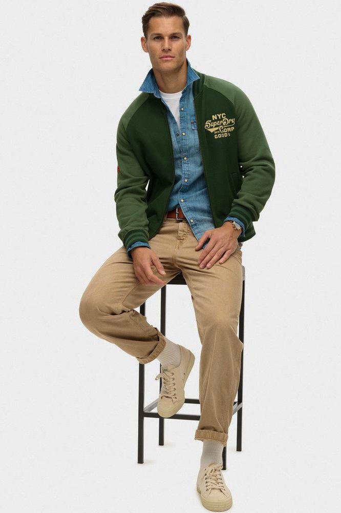 COLLEGE GRAPHIC JERSEY BOMBER M2013778A FOREST GREEN