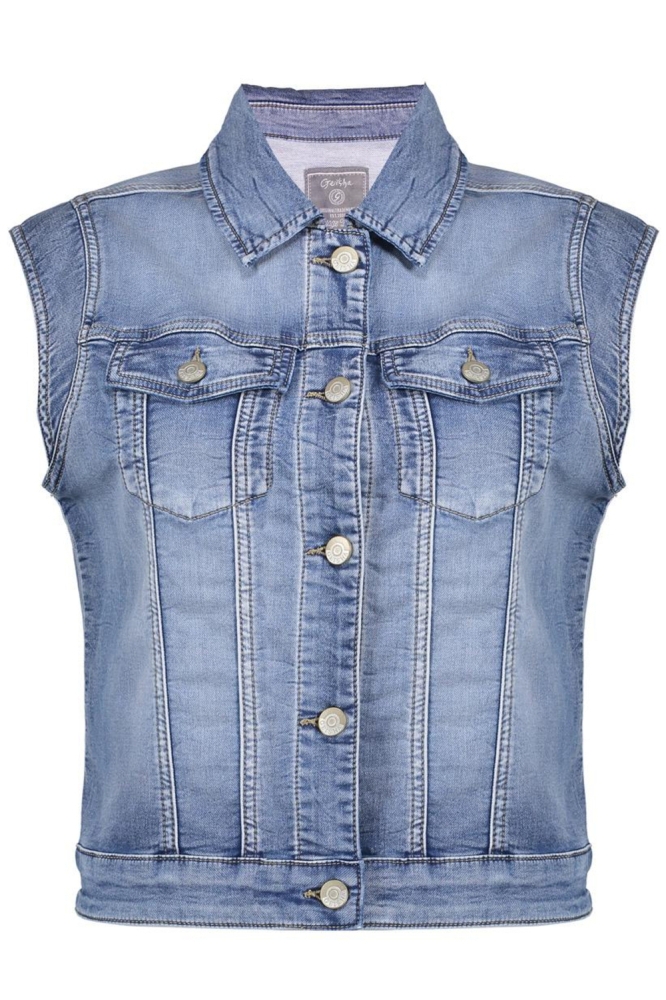 JEANS JACKET SLEEVELESS 55021 10 MID BLUE DENIM