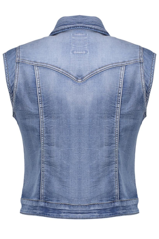 JEANS JACKET SLEEVELESS 55021 10 MID BLUE DENIM