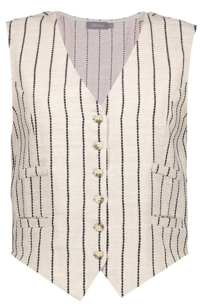 STRIPED GILET 55126 20 Sand/Black