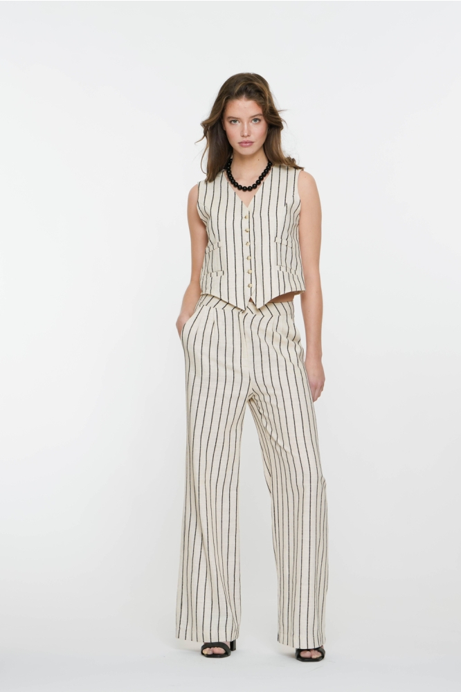 STRIPED GILET 55126 20 Sand/Black