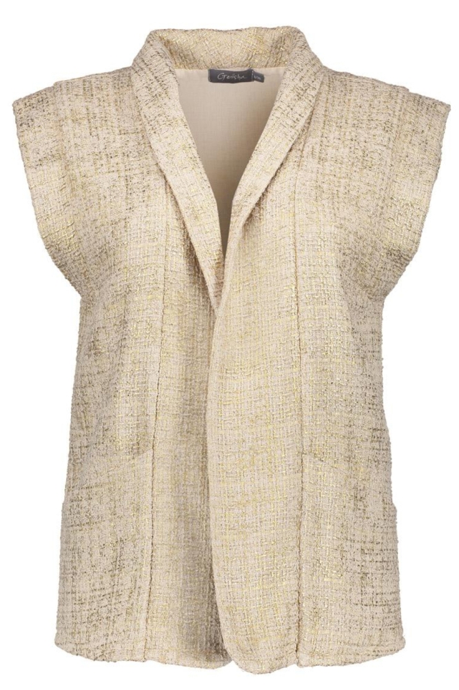 TWEED GILET MET LUREX 55125 20 Sand/Gold