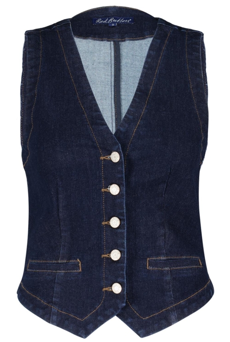 Red Button waistcoat dark blue denim