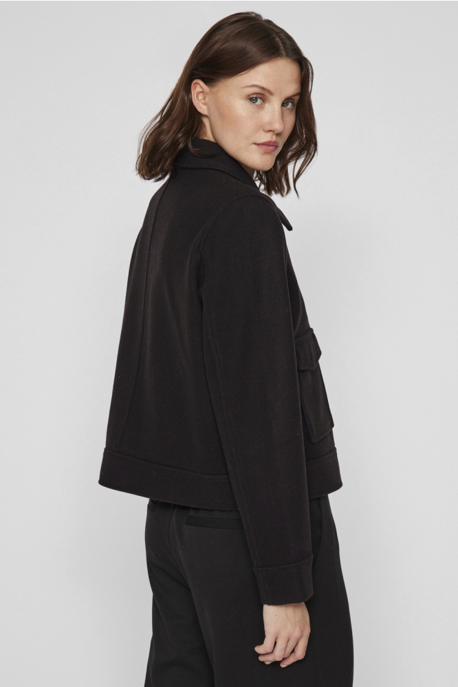 VIJUMPY L/S SHORT JACKET - NOOS 14100222 BLACK BEAUTY