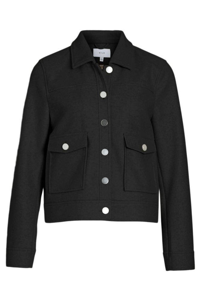 VIJUMPY L/S SHORT JACKET - NOOS 14100222 BLACK BEAUTY