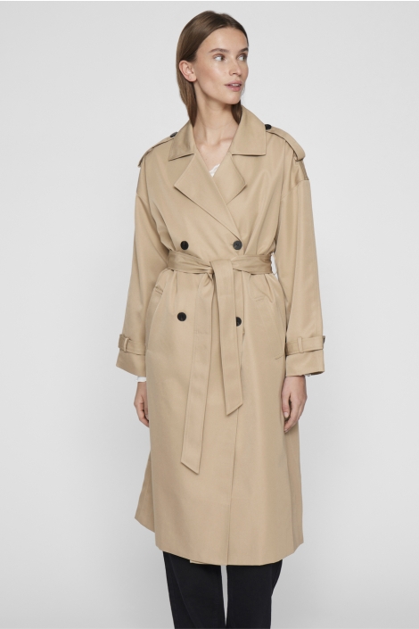 Vila viaddison l/s long trenchcoat - no