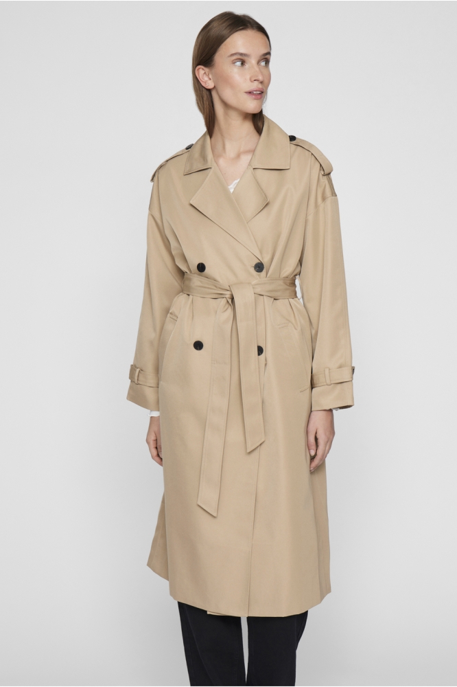 VIADDISON L/S LONG TRENCHCOAT - NO 14103460 Savannah Tan