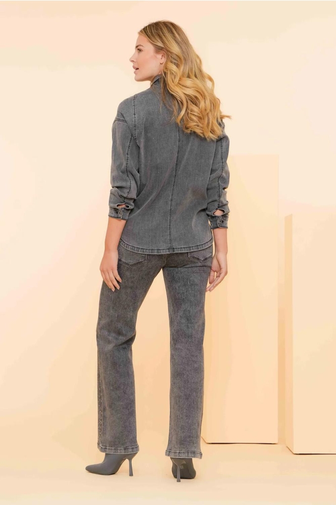 DENIM BLOUSE MET STRASS STEENTEJS 45800 10 805 grey denim