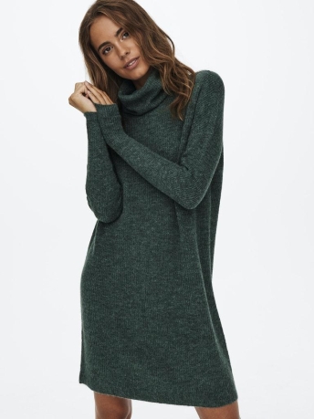 Only Jurk ONLJANA L/S COWLNCK DRESS WOOL KNT 15140166 MALLARD GREEN/MELANGE