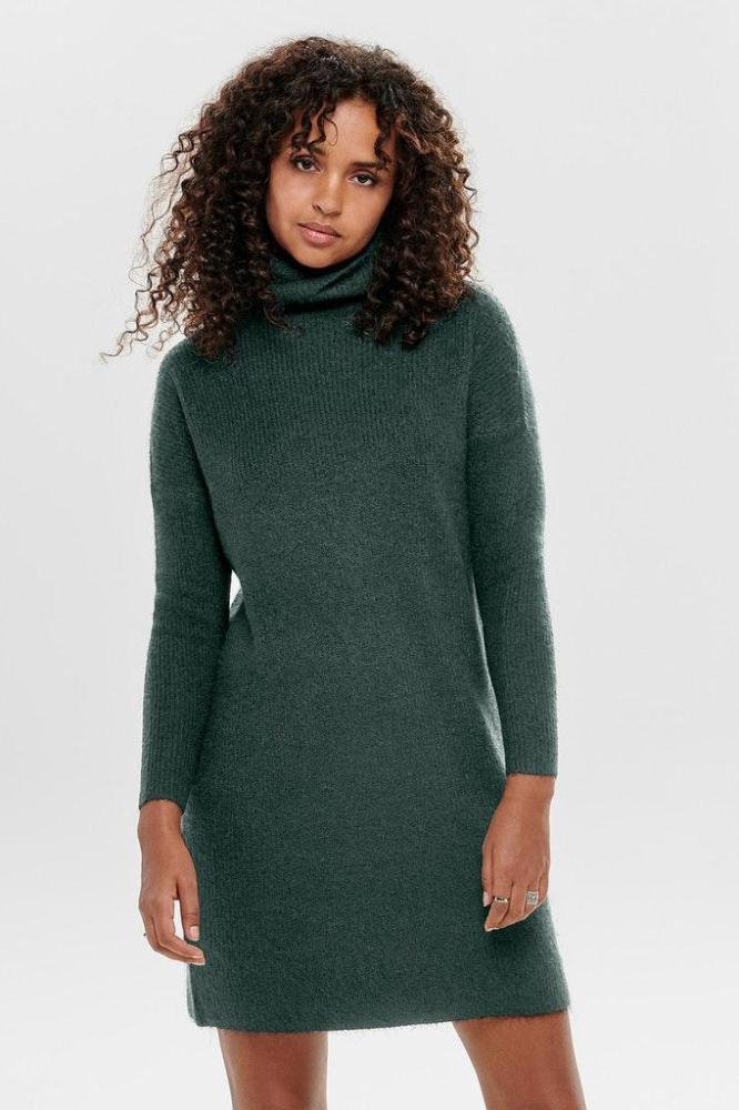 ONLJANA L/S COWLNCK DRESS WOOL KNT 15140166 MALLARD GREEN/MELANGE