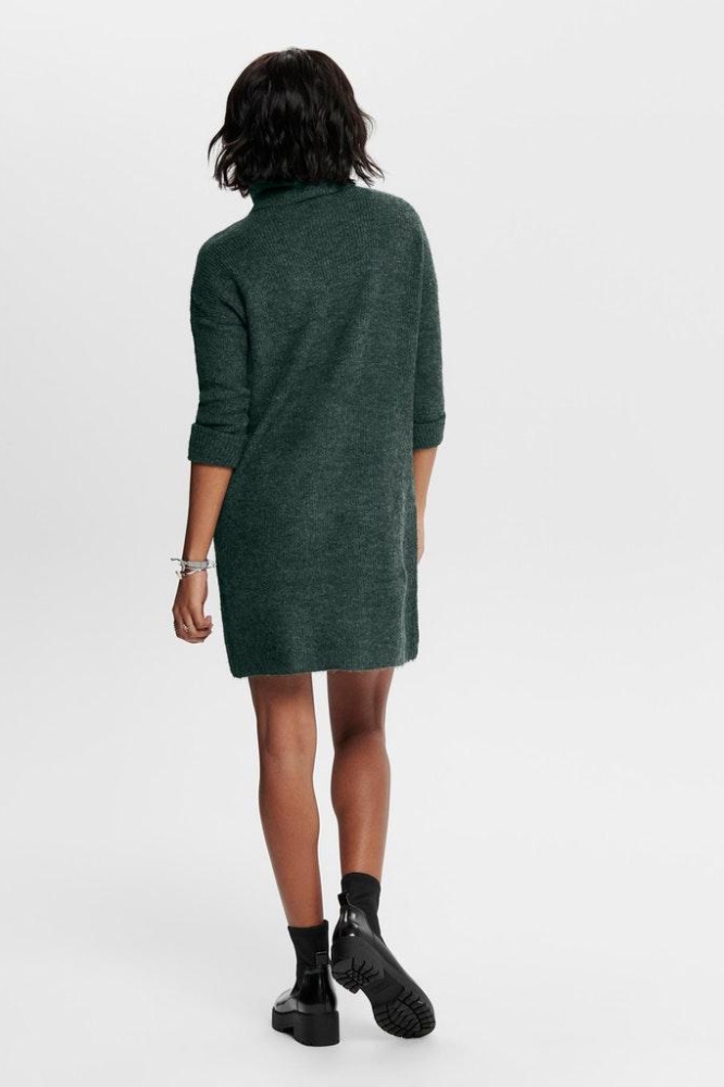 ONLJANA L/S COWLNCK DRESS WOOL KNT 15140166 MALLARD GREEN/MELANGE