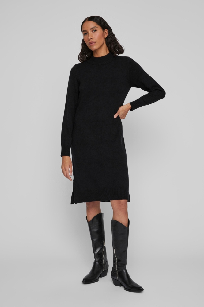 VIRIL CREW NECK L/S MIDI DRESS - NO 14061427 BLACK