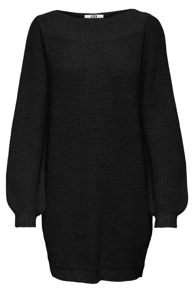 JDYWHITNEY MEGAN L/S BOAT DRESS KNT 15234103 Black/W BLACK PL