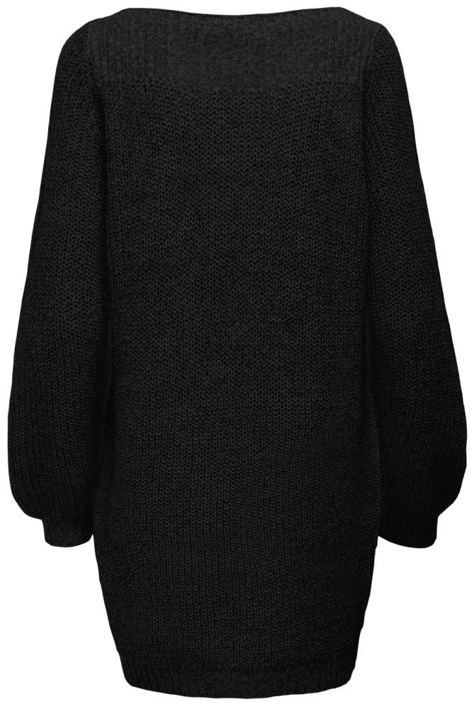 JDYWHITNEY MEGAN L/S BOAT DRESS KNT 15234103 Black/W BLACK PL