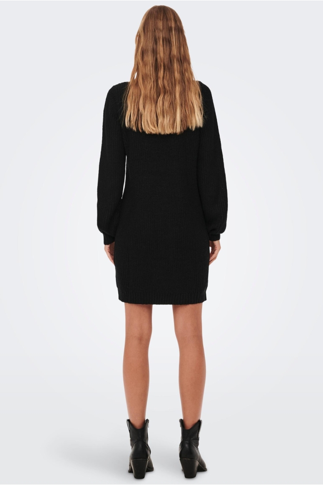 JDYWHITNEY MEGAN L/S BOAT DRESS KNT 15234103 Black/W BLACK PL