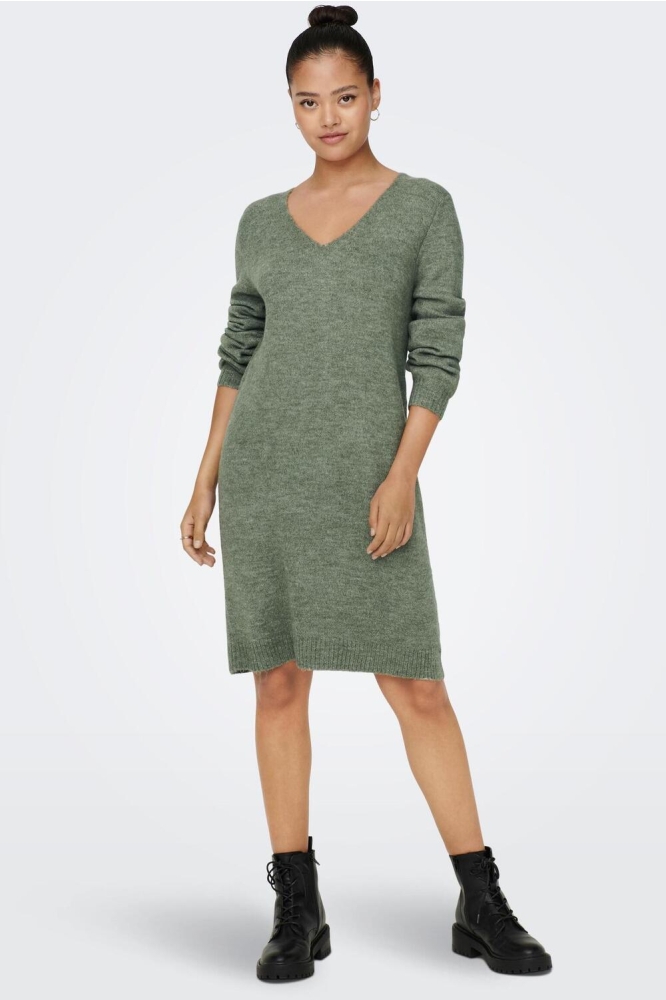 JDYELANORA L/S V-NECK DRESS KNT NOO 15207844 KALAMATA