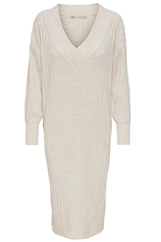 ONLNEW TESSA L/S MIDI V DRESS KNT NOOS 15236372 PUMICE STONE/W MELANGE