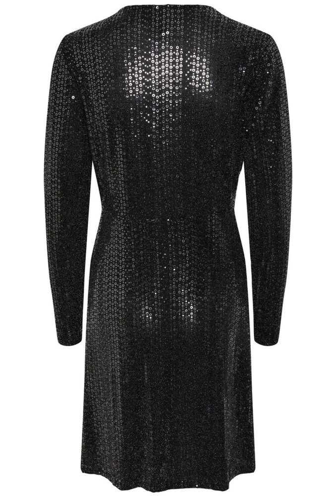 PCSIDDY LS WRAP DRESS 17144524 BLACK/SILVER