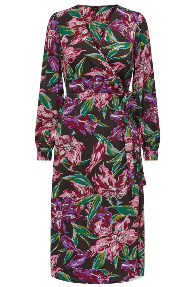 JDYMARNIA L/S WRAP DRESS WVN 15306182 Peat/MULTICOLOR